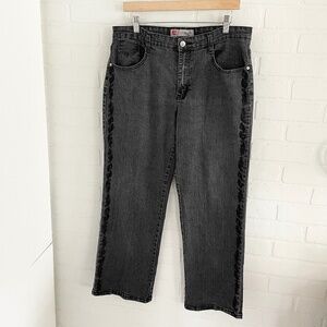 Vintage Y2K COS Jeans Black Embroidered Sparkly Fairy Whimsigoth Denim Cotton 34